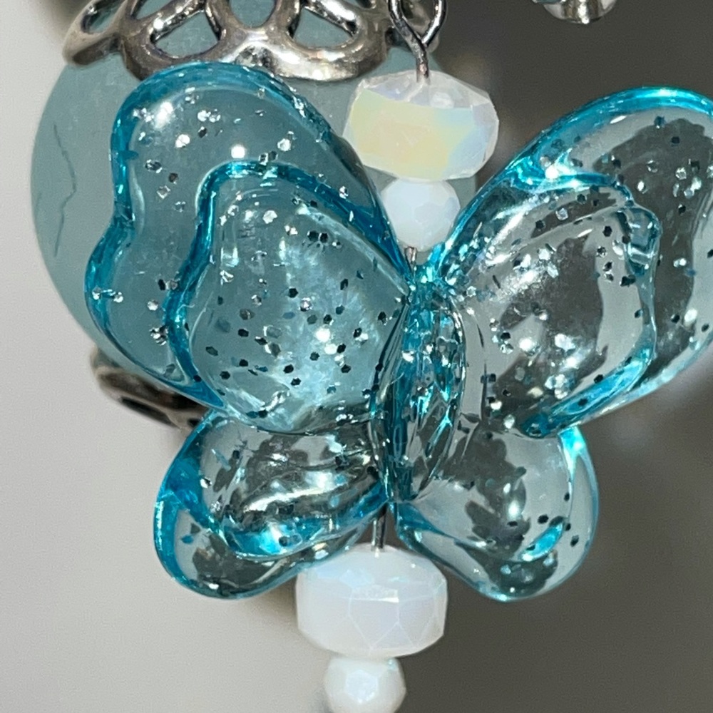 Original Handbag Charm 🦋 Butterflies Aqua Silver Backpack Jewelry Bag Bling - Picture 2 of 15